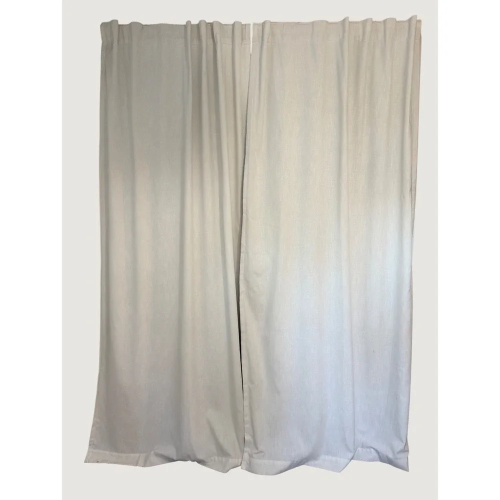 Tahari Home Off White Linen Blend Back Tab Lined Curtain Panels 50x94 Set of 2